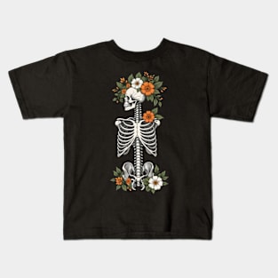 Skeleton with flower Kids T-Shirt
